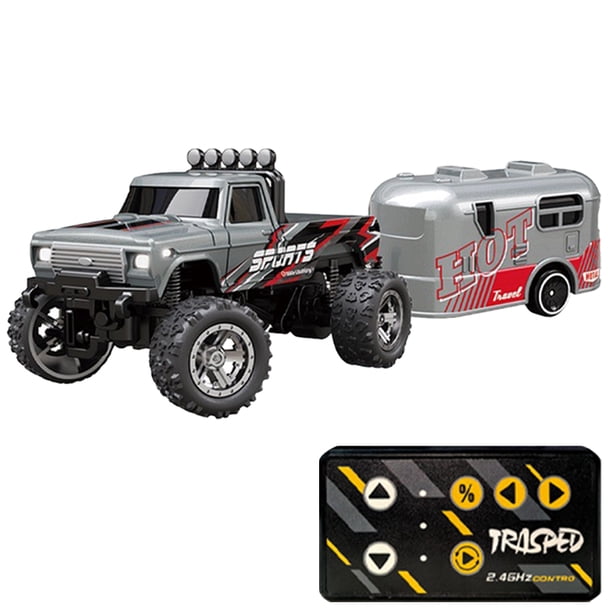 Mini RC Monster Truck Car With Lights 1 64 Camion Regalo Juguete (gris)