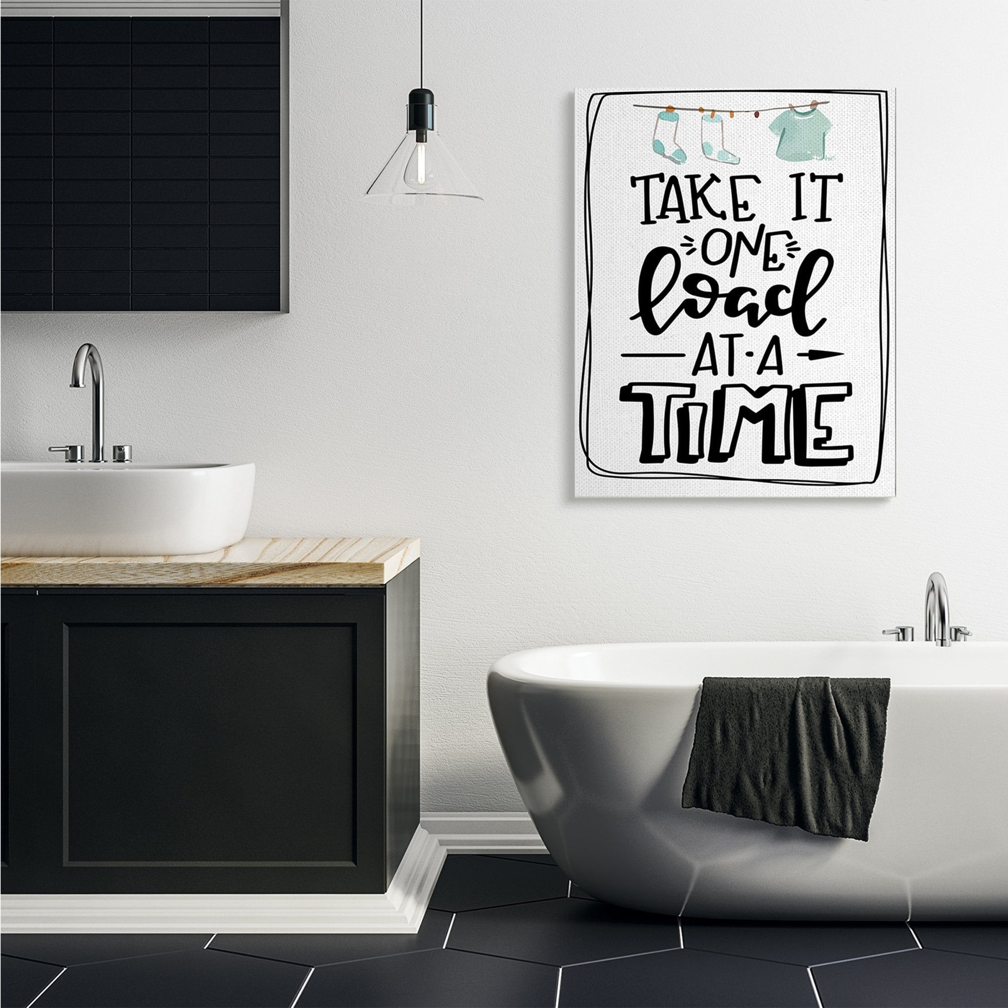 Stupell Industries One Load At A Time Laundry Humor Clothesline,16 x 20,Designed by ND Art