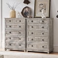 thumbnail image 5 of Joaxswe 6-Drawer Dresser Chest Tall Drawers Wood Cabinet for Bedroom, Hallway, Grey Oak, 5 of 8