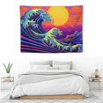 thumbnail image 3 of GOSMITH  Blacklight Tapestry Great Wave Tapestry UV Reactive Japanese Kanagawa Sunset Tapestry Vintage Ocean Wave Octopus Tapestry Wall Hanging for Bedroom Backdrop, 3 of 7