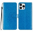 thumbnail image 6 of For iPhone 14 Pro Wallet Case Bling Shiny Premium PU Leather with RFID Blocking Card Slots Holder Magnetic Flip Kickstand Shockproof Wrist Strap Cover For iPhone 14 Pro, Blue, 6 of 7