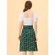 thumbnail image 4 of Falda midi vintage Allegra K de cintura alta elástica con cinturón para mujer corazones verdes S, 4 of 5
