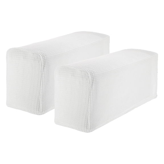 Uxcell 2 Pcs Stretch Couch Arm Covers, Sofas Armchair Covers Anti-Slip, Furniture Protector Slipcovers with Hook & Loop Tape for Recliner Sofa Armchairs Chairs Armrest, Cream White
