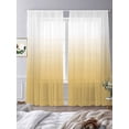 thumbnail image 3 of Sheer Curtain Panels Gradient Color Rod Pocket Voile Window Curtains White Yellow Window Treatments Ligh Filtering Privacy Curtain Drapes for Bedroom Living Room 2 Panel Set 96 Inch Length,, 3 of 9
