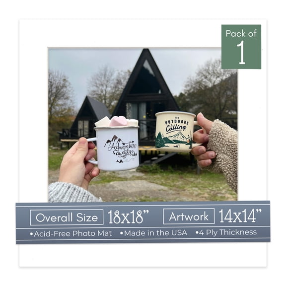 Off White Pebble Picture Frame Mat for 18x18 Frames - Fits 14x14 Photos - 1 Mat