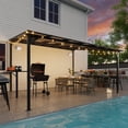 thumbnail image 2 of MEISSALIVVE 12' x 14' Wall Mounted Gazebo, Outdoor BBQ Grill Gazebo with Side Shelf, Lean to Metal Awnings with Sloped Roof, Heavy Duty Pergola for Backyard, Deck, Black, 2 of 11