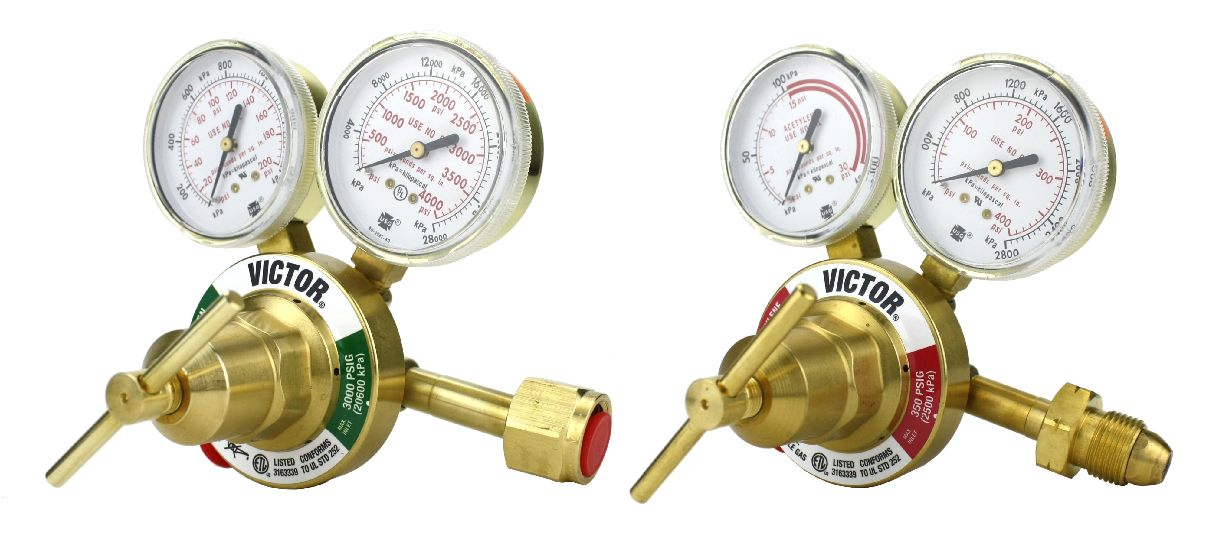 Genuine Victor Delivery Rate: 2-15 psi CGA-510 VICTOR Heavy Duty Acetylene Model: 350-15-510 Full Brass 