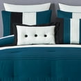 thumbnail image 3 of Chezmoi Collection Luxury Pleated Striped Comforter Set, Oversized King, Teal/Black/White, 8-Piece, 3 of 9