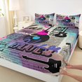 thumbnail image 3 of Feelyou Retro Record Twin Sheet Sets, Disco Pop Hiphop Music Twin Fitted Sheet, Mid Century Flat Sheet, Lightweight Room Decorative, 3-Piece, 3 of 7