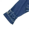 thumbnail image 3 of WCMZJ Women's Cropped Denim Jacket Casual Loose Long Sleeve Jean Jacket Denim Trench Coat with Belt Navy L, 3 of 6