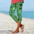 thumbnail image 5 of Stamzod Capri Leggings for Women - High Waisted Tummy Control Workout Yoga Pants Capris Green T XL, 5 of 5