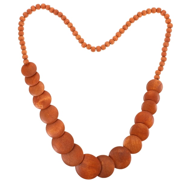 Collar de cuentas hecho a mano para mujer: joya de madera estilo vintage con colgante rústico ligero para uso diario y eventos.