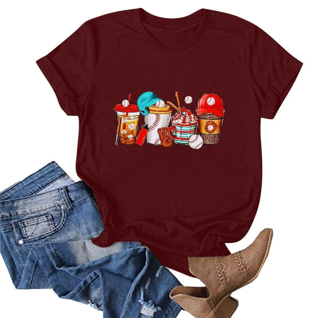 Lolmot Blouse à Manches Courtes Imprimée Mode pour Femmes T-Shirt Col Rond Amusant