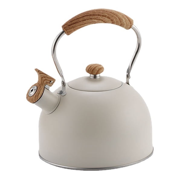 Whistling Tea Kettle, Loud Whistling Sound Stainless Steel Kettle with Wood Pattern Folding Handle, Durable & Rust-resistant for Home Use