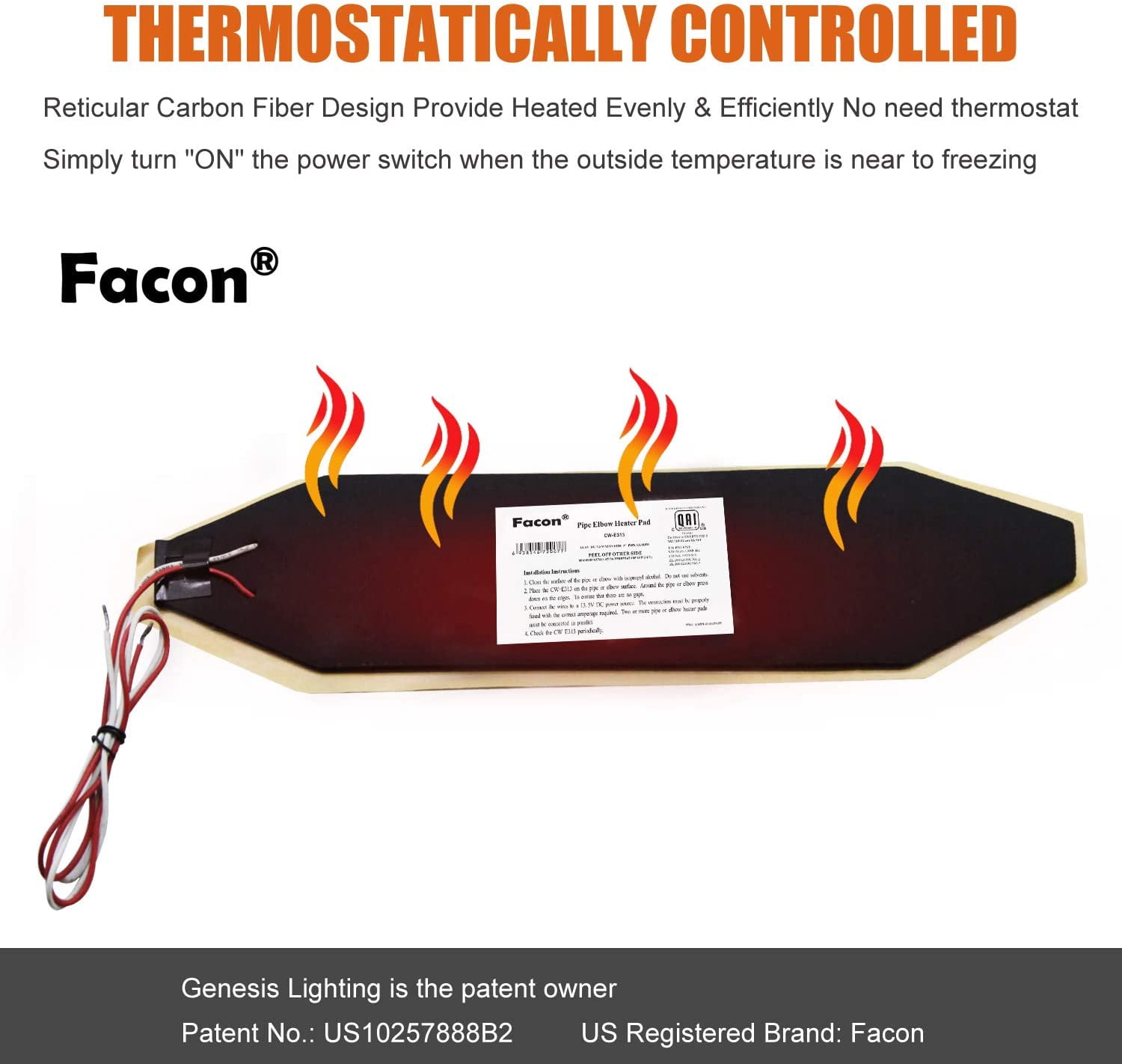 Facon 3" x 13" RV Elbow Pipe Heater Pad, Work for 3" Elbow Pipe on RV, Camper, Travel Trailer and Motorhome, 12V DC (Pack of 3)