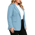 thumbnail image 5 of Plus Size Casual Blazers for Curvy Women Button Front Long Sleeve Work office Blazer Jacket Pockets Blue XL(XL), 5 of 8