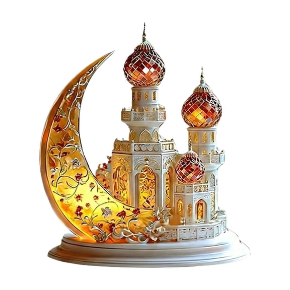 2D Acrylic Moon Lantern Ornament for Home Decoration Holiday Decor and Festive Craft Display Piece for Tabletop or Wall Hanging 8Inch