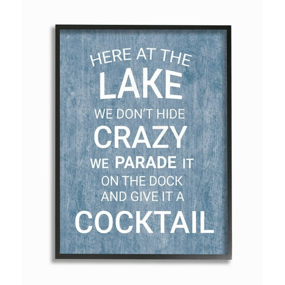 Stupell Industries Parade Crazy Funny Lake Party Blue Wood Texture Word Design Graphic Art Black Framed Art Print Wall Art, 11x14, by Susan Ball