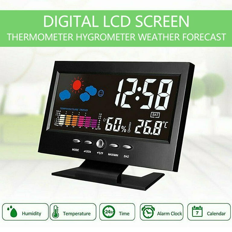 Miuline Atomic Desktop Clock With Color Display With Calendar Day Of Week  Time Date Display Auto Set Dual Alarm Clock Without Battery - Walmart.com