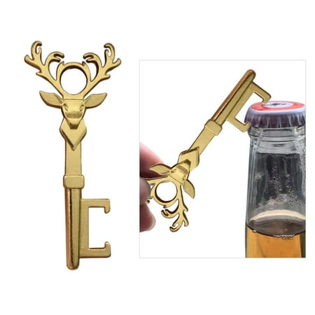 

Kironypik Deer Head Bottle Opener Portable Deer Retro Pendant Opener Bottle Key No.2