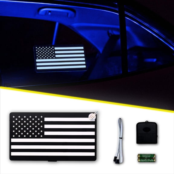 Alpena Sound Reactive LED Car Window Sticker/Ready to Glow Light-Up Decal, Music Sync Car Mod Accessory, Trendy Wireless Sticker for Custom Looks, Easy to Stick Remove, US Flag