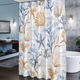 thumbnail image 3 of Summer Blue Shower Curtains for Bathroom, Yellow Coral Shell Starfish Ocean Marine Life Washable Fabric Shower Curtain with Hooks Waterproof Bathroom Decor Sets, 36 x 72 Inches, 3 of 9