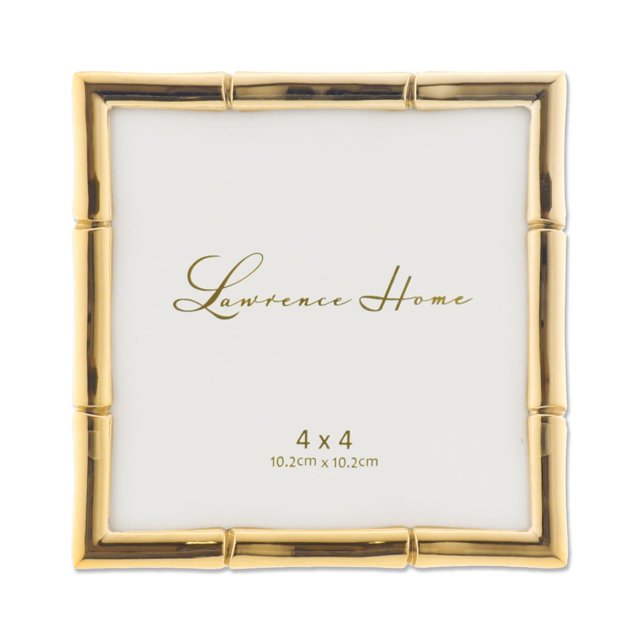 Marco de fotos Lawrence Frames, diseño de bambú, 10 x 10 cm, dorado