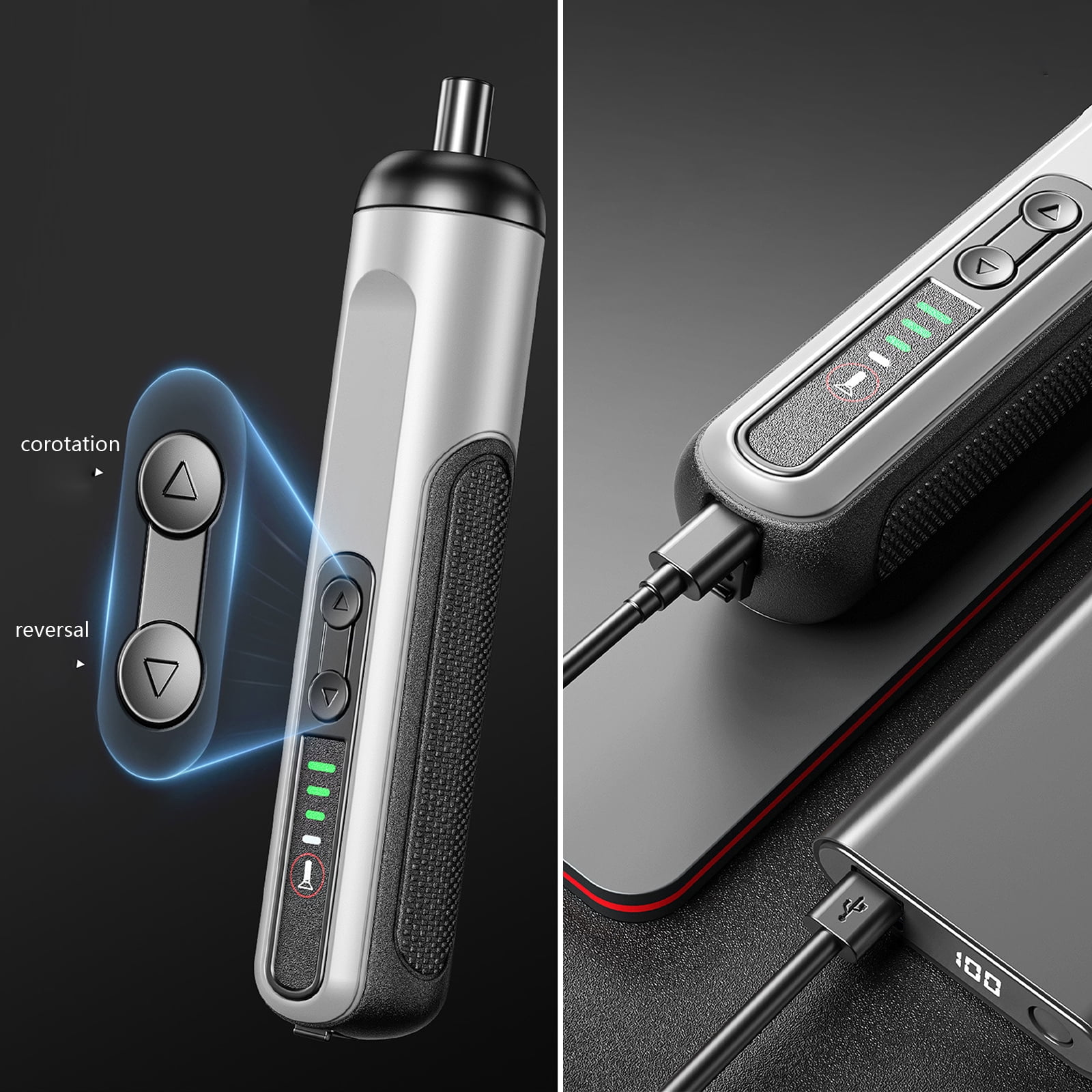 Cordless Electric Screwdriver Automatic Power Screwdriver Set Repair Tool with LED Lamp for Laptop Computer