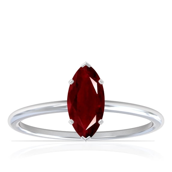 GemsNY July Birthstone - Dainty Marquise Four Prong Ruby Solitaire Ring (Grade - AAA | 1.50cts.)