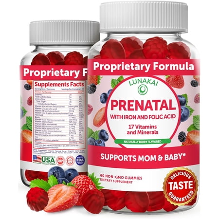 Lunakai Prenatal Vitamins Gummies with Folic Acid for Women 30 Day Supply
