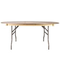 thumbnail image 2 of 72" (6 Foot) Round Heavy Duty Vinyl Edge Plywood Folding Banquet Table with Warm Gray Legs by Chivari, 2 of 8