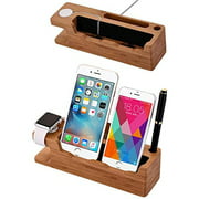 Charger Holder for Apple Watch,Bamboo Wood Desktop Charging Dock Station Cradle Stand,for iPhone 11 Xs MAX XR X 8 7 6 6S/Apple Watch 1 2 3 4 5 /Smartphones
