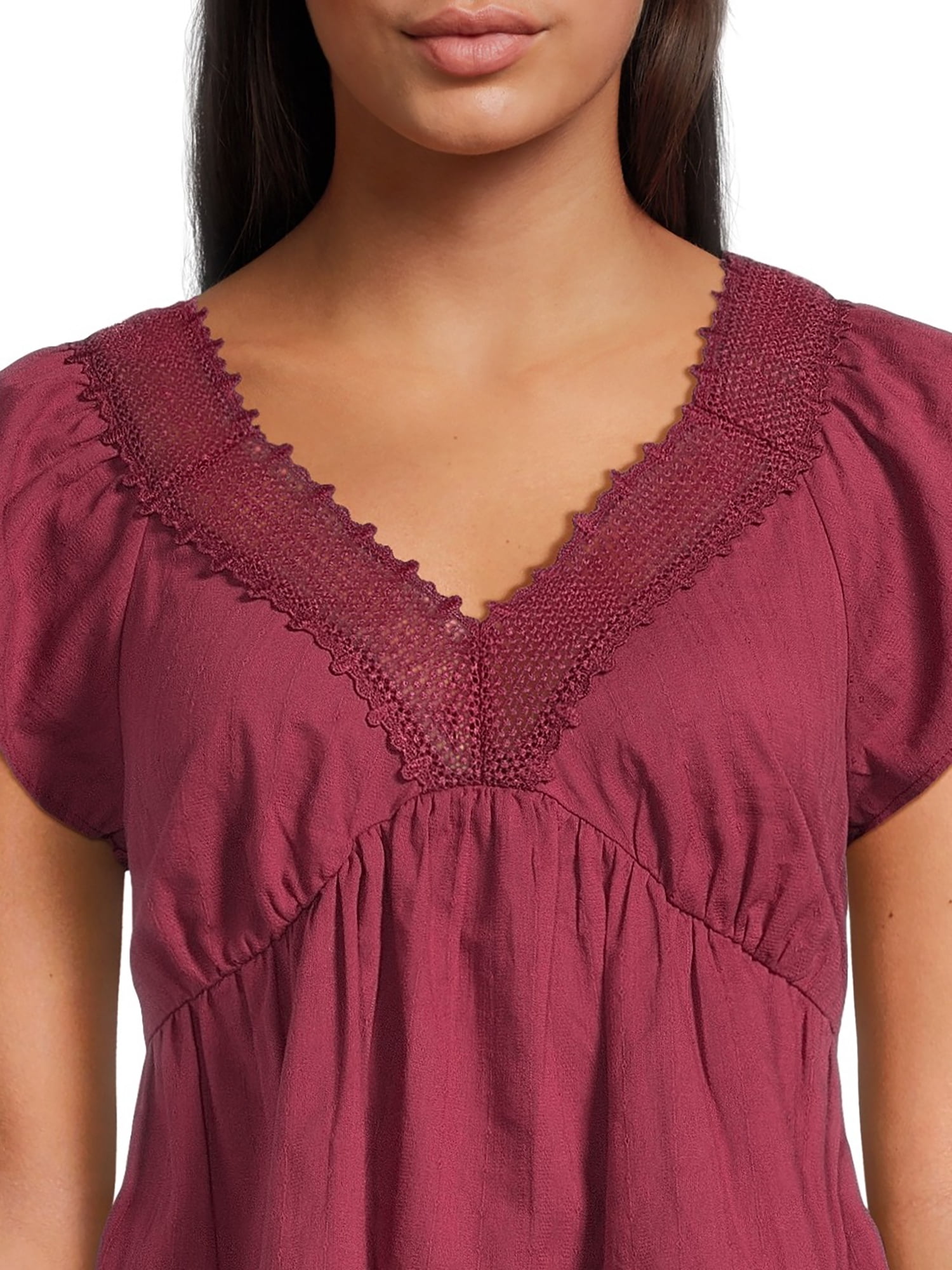 Self Esteem Juniors Crochet Trim Babydoll Top