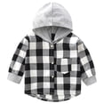 thumbnail image 2 of Annhoo Boys Girls Plaid Hooded Shirts Fall Classic Button down Long Sleeve Tops Kids Casual Outwear with Pocket, 2 of 9