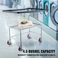 thumbnail image 3 of Heavy-Duty Rolling Laundry Basket Cart - 4.5 Bushel Capacity, Large 35x15.7x22 Inch Wire Mesh Hamper with 5 Inch Wheels, Chrome Steel Frame, 3 of 10