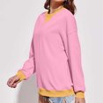 thumbnail image 3 of LYXSSBYX Sweatshirts for Women Loose Fit Women's Fashionable Loose Fitting Casual Color Blocking Round Neck Long Sleeved Top, 3 of 7