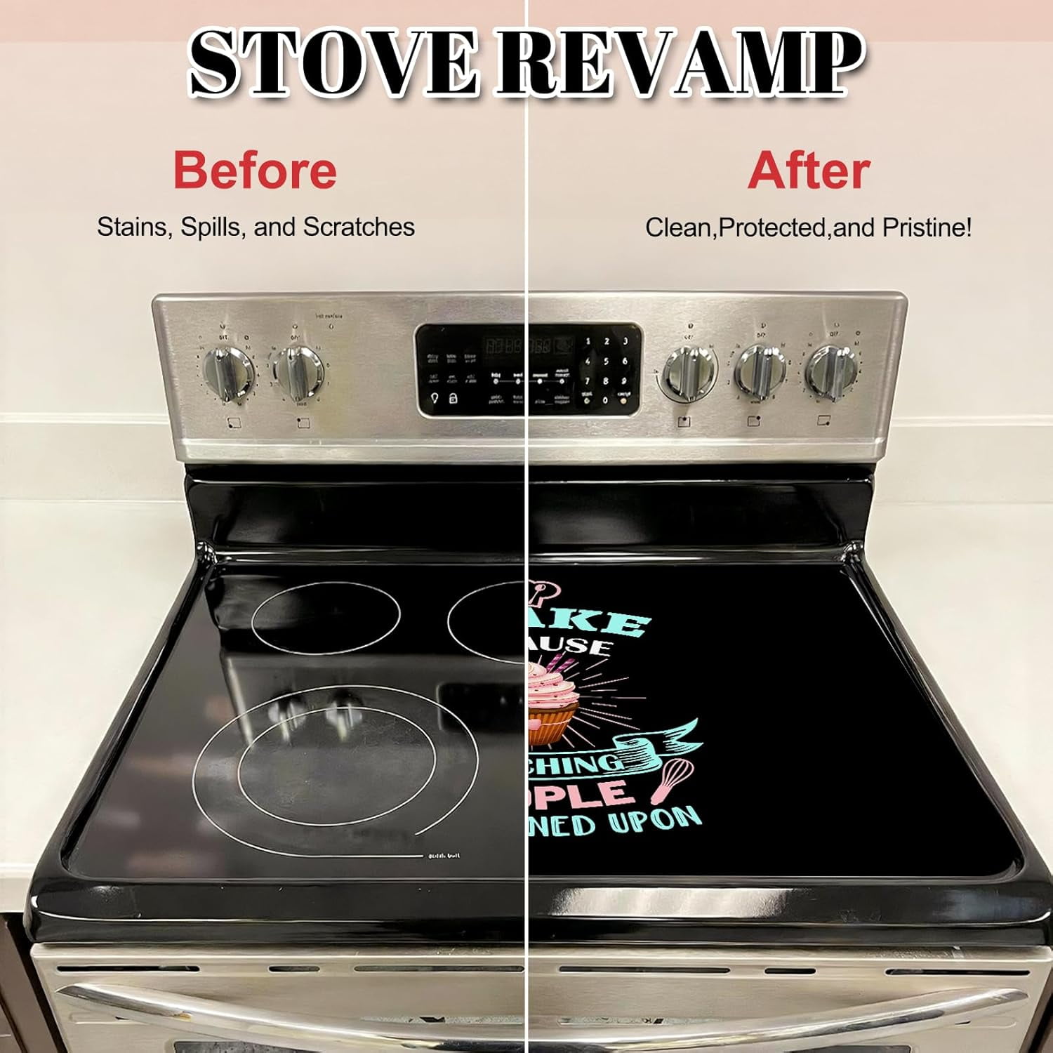 Stove Top Covers for Electric Stove 28"x20" - I Bake Because Punching People is Frowned Upon Glass Stove Top Cover - Heat Resistant Induction Cooktop Protector - Kitchen Gifts for Women, Bakers