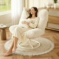 thumbnail image 3 of Senfot Oversize 360° Swivel Plush Lounge Chair - Metal Rocking Base, Rattan Rocking Chair with Comfy Deep Seat Thick Cushion for Indoor/Outdoor White, 3 of 8