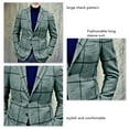 thumbnail image 3 of Men Plaid Suit Jacket Slim Fit Lapel Collar Button Men Suit Coat Casual Suits for Business Office Green XL, 3 of 4
