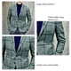 thumbnail image 3 of Chaqueta de traje a cuadros para hombre, corte entallado, cuello de solapa, botón, abrigo de traje para hombre, trajes casuales para oficina de negocios, Verde M, 3 of 4