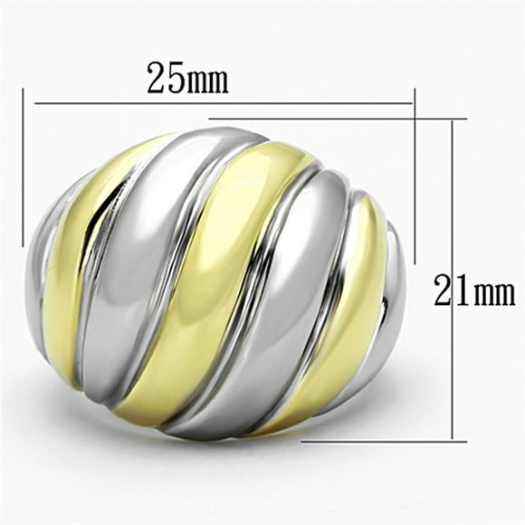 Two-Tone IP Gold (Ion Plating) Stainless Steel Ring with No Stone for Women Minimalist Theme No Stone Stone Color Style TK1219 Size 7
