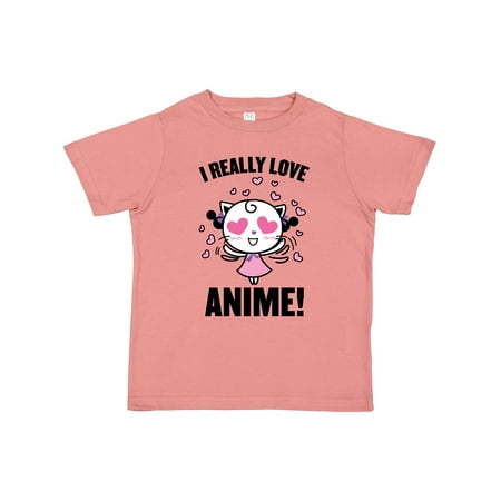 

Inktastic I Really Love Anime with Cute Anime Cat and Hearts Gift Toddler Boy or Toddler Girl T-Shirt