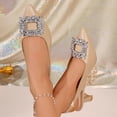 thumbnail image 6 of Samdudou Womens Heels Closed Toe Pointed Kitten Heel Pumps Slingback Design Large Sparkling Rhinestone Square Buckle Decor Dressy Slip-On Shoes for Office Wedding Party Evening, 6 of 9