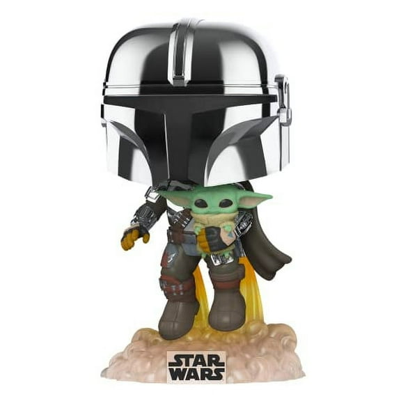 402 The Mandalorian (with Grogu) Chrome - Star Wars Funko POP