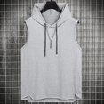 thumbnail image 4 of Afdoent Men's Tank Top Male Solid Color Hooded Tops Casual Sports Loose Drawstrings Vests Casual Streetwear, 4 of 4