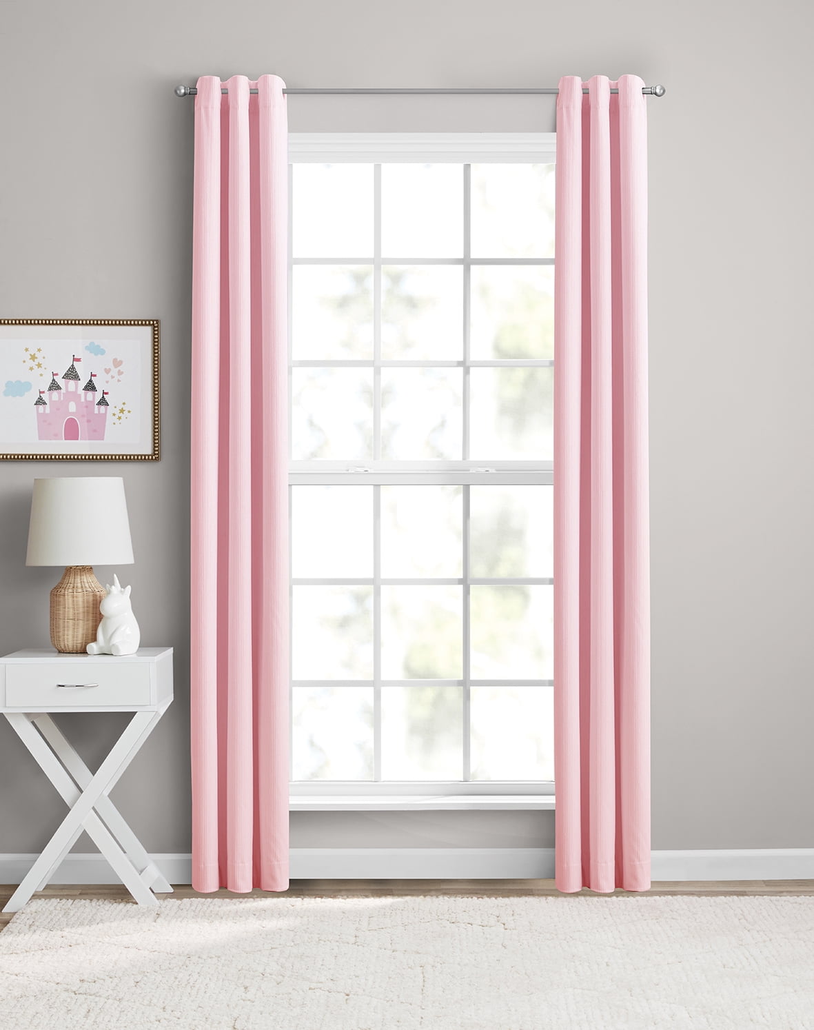 (2 pack) Your Zone Corduroy Blackout Grommet Curtain Panel,1 Panel, Pink Starlight, 38"W x 84"L