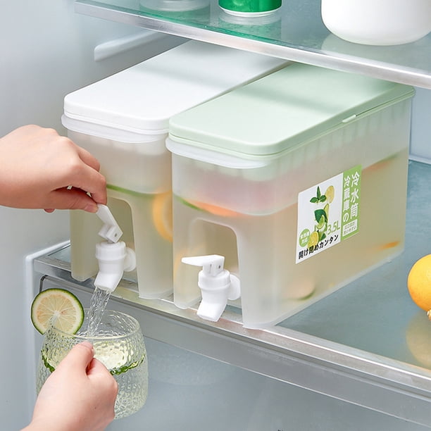 Dispensador de bebidas frías de 3,5L con rejilla de hielo y grifo - jarra de zumo blanco o verde para limonada, té helado y agua