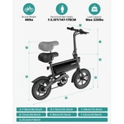 GOTRAX S2 14 Folding Adult Electric Bike, 250W, 15.5 mph Max Speed LED Display, Black