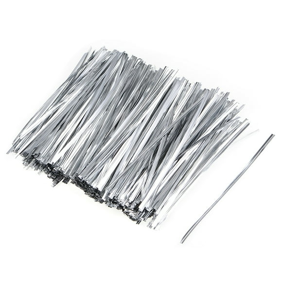 Unique Bargains Long Strong Twist Ties 4.7 Inches Quality Closure for Tying Gift Bags Art Craft Ties Manage Cords Silvery 1000pcs