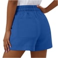 thumbnail image 5 of ClodeEU Women's Cotton Linen Drawstring Shorts, Casual High Waist Summer Beach Shorts with Pockets Blue,Women's Plus XXL, 5 of 5